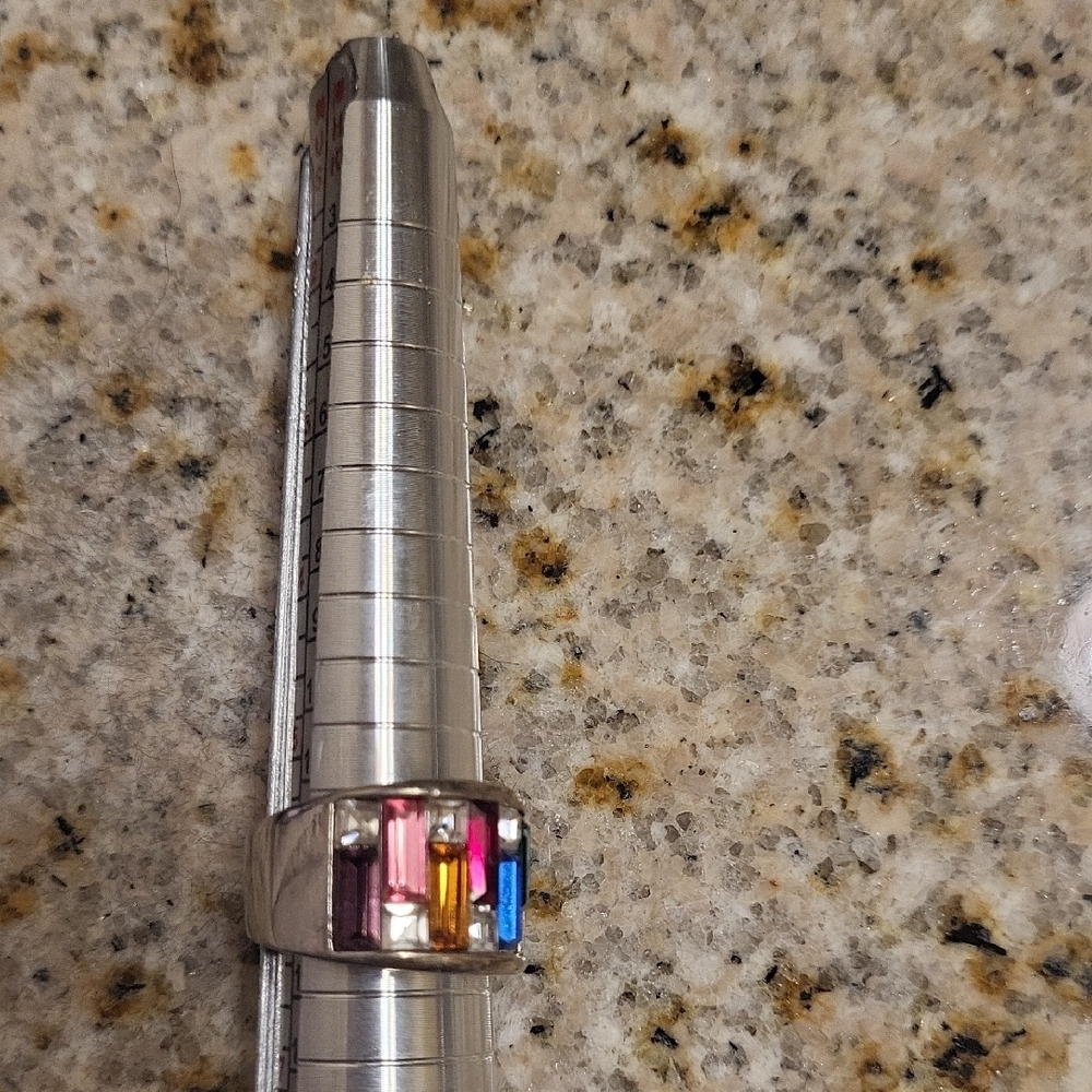 Multicolor Gemstone Silver Ring - image 5